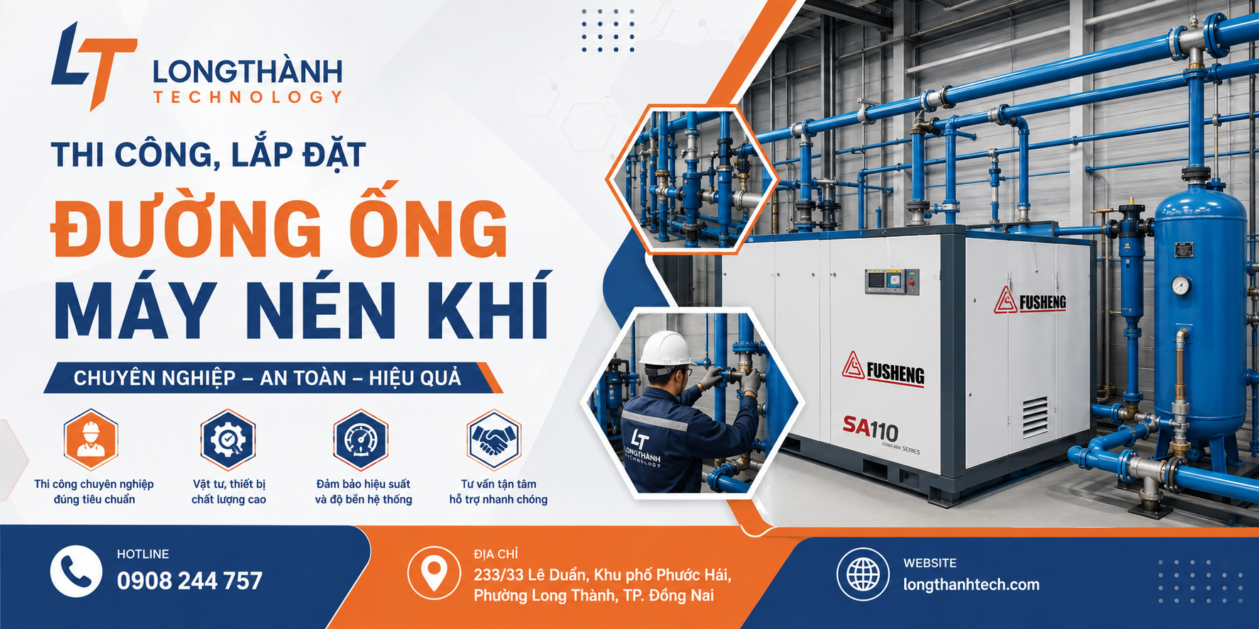 Thi công, lắp đặt hệ thống đường ống máy nén khí chuyên nghiệp