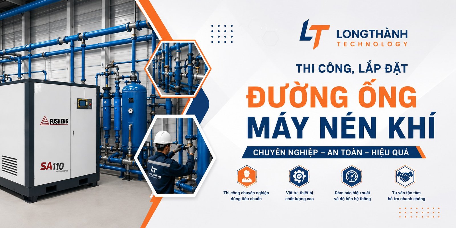 Thi Công Lắp Đặt Đường Ống Máy Nén Khí Chuyên Nghiệp Tại Miền Nam – Long Thành, Nhơn Trạch, Bình Dương